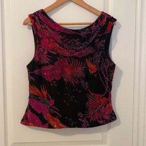Floral detail cowl neck sequin top size XL